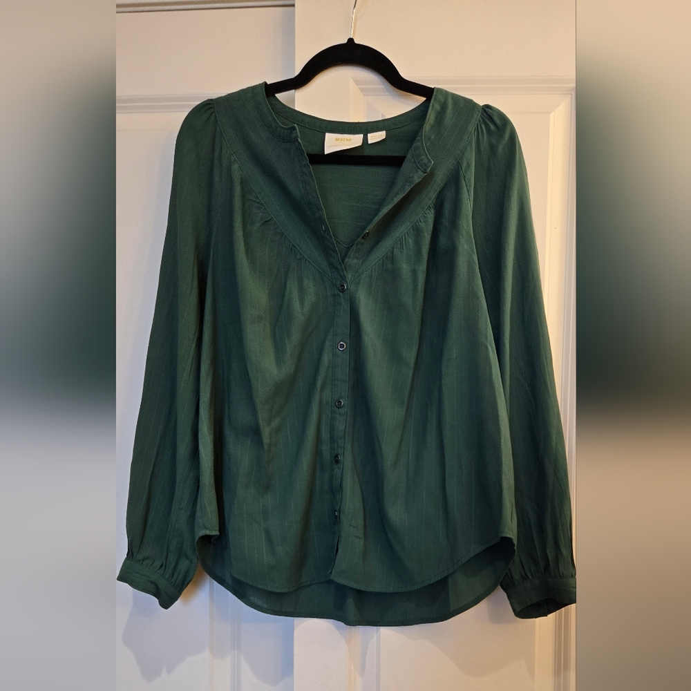 Maeve Anthropologie Green Button Down Shirt